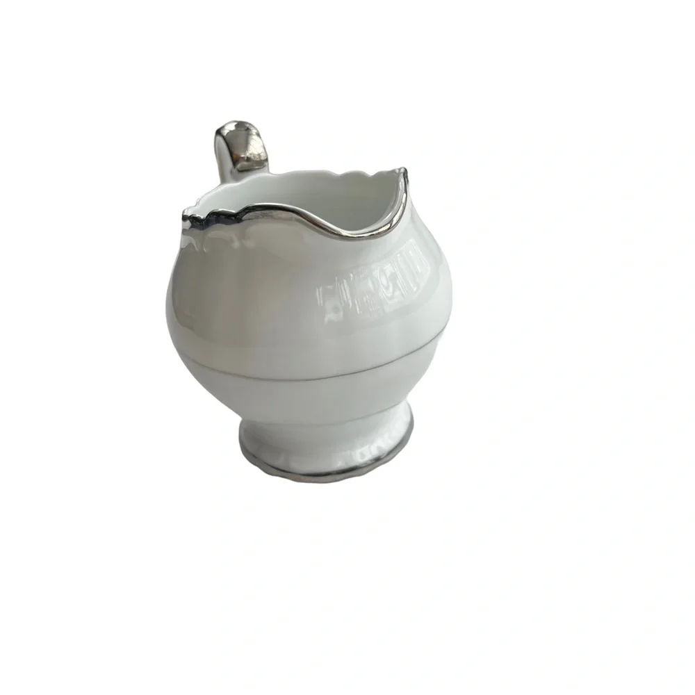 Vintage 1963 Silver Sonata By HARMONY HOUSE FINE CHINA White Silver 8 oz Creamer